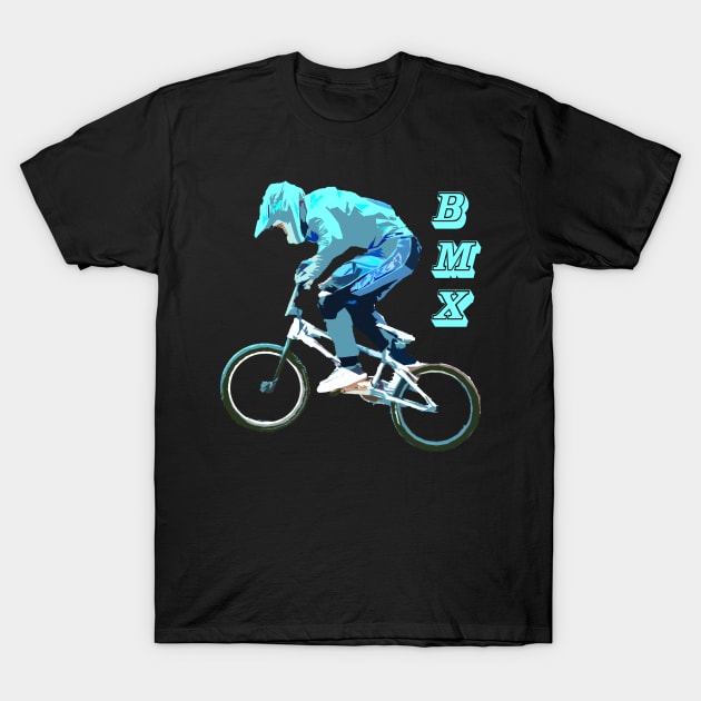 bmx racing blue T-Shirt by rickylabellevie